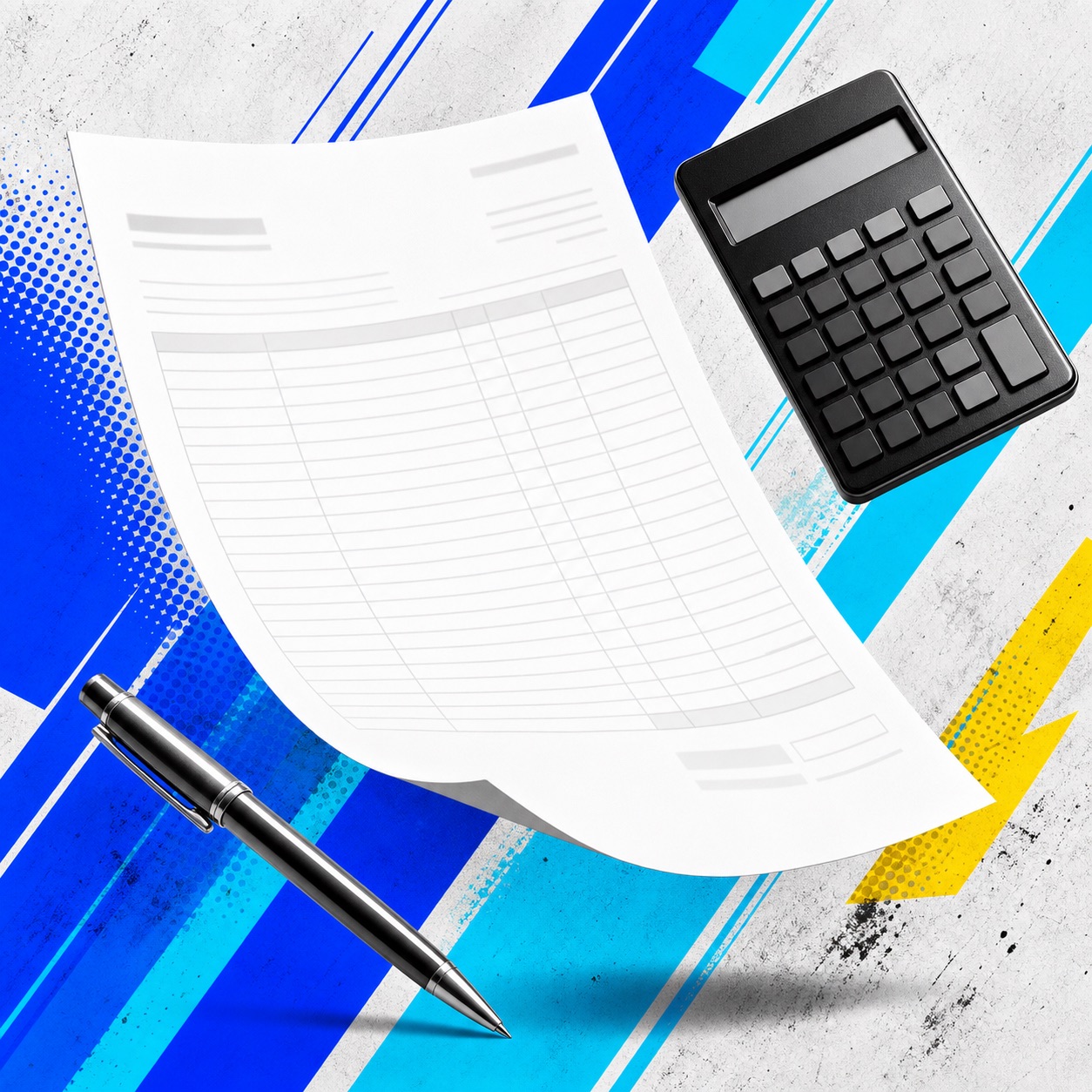 見積書と電卓とペンがスピード感を持って舞う